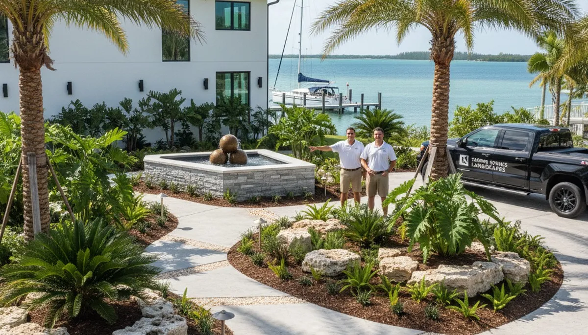 Palm Harbor, FL landscaping service maintaining a lush residential lawn and garden